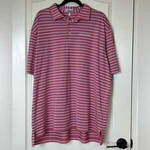 Peter Millar White and Coral Polo Shirt